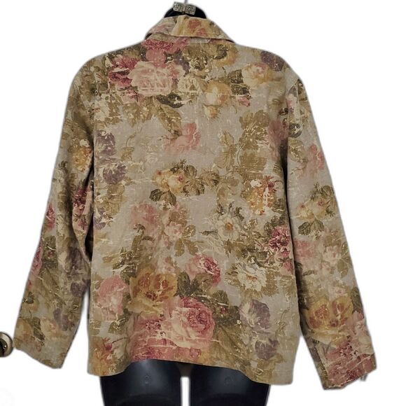 Vintage Coldwater Creek Floral Print Button-Front Jacket Sz L Layer Cottagecore - Picture 2 of 8